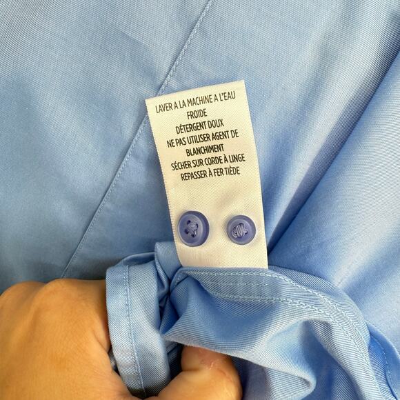 Robert Graham Woven Button Front Long Sleeve Shirt Rutherford Solid Light Blue M - Picture 4 of 9